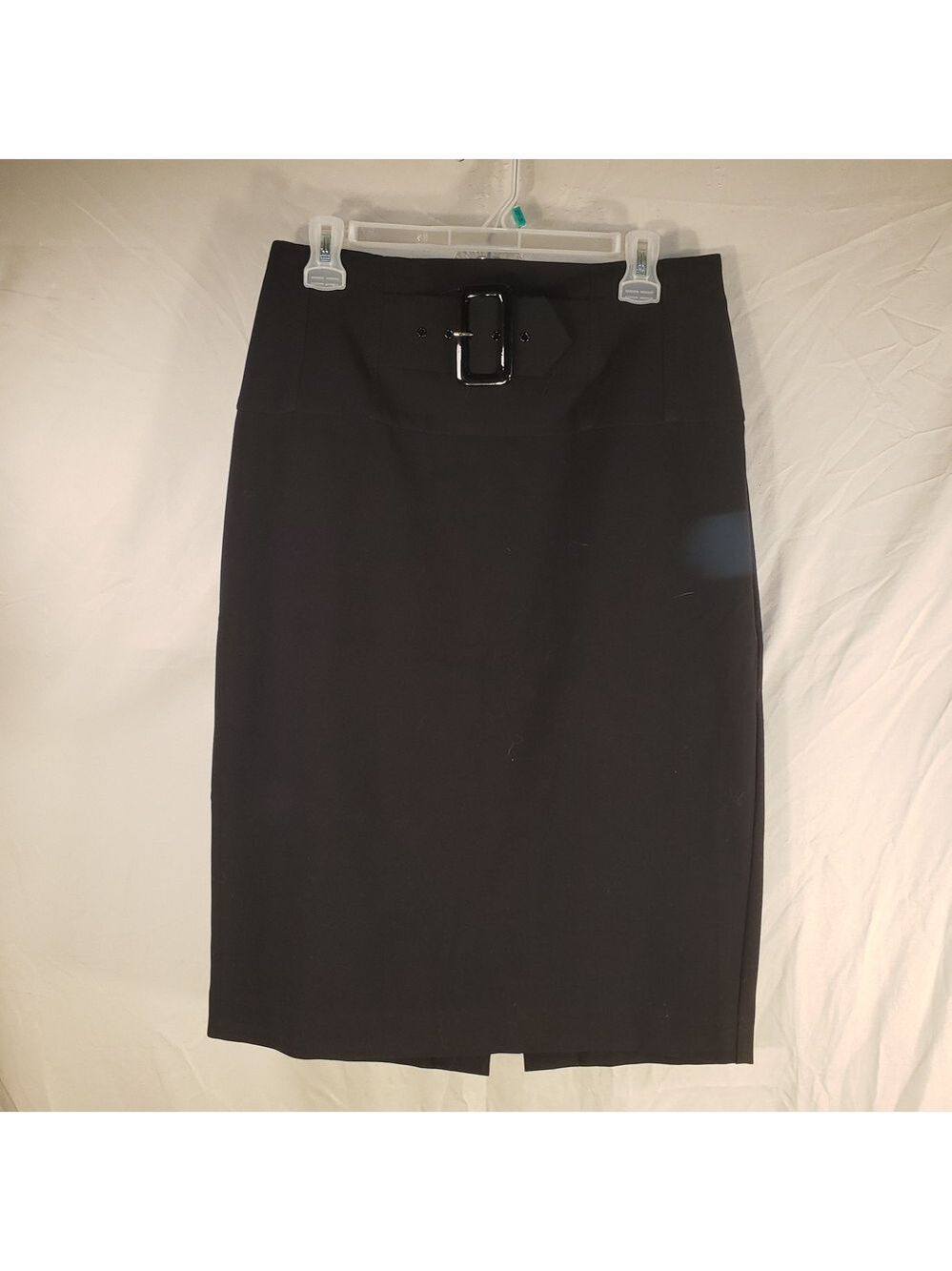 Chic Cache Black Pencil Skirt with Buckle Detail - 10